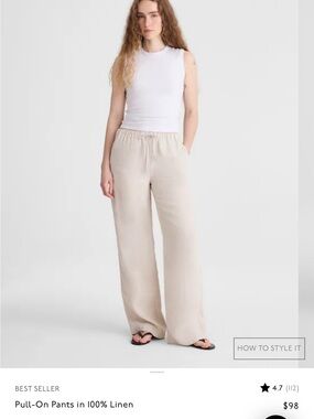 Madewell NWT Women’s Pull-On Linen Wide-Leg Pants — Oat